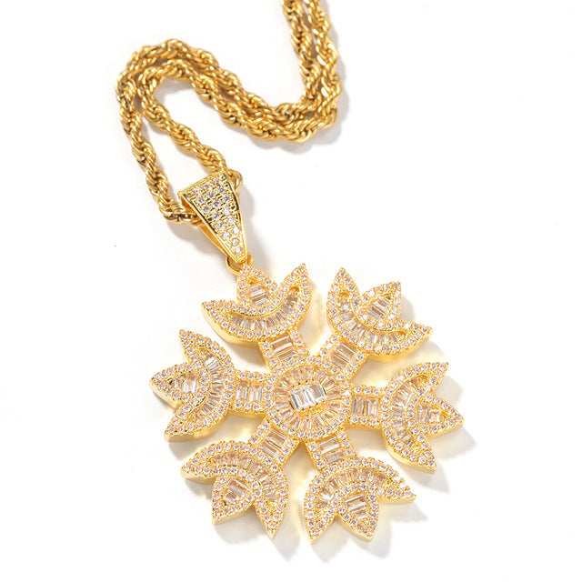 Snowflake - Pendant in White Gold & Gold [w/Chain]