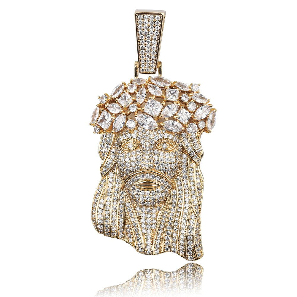 Premium Multi Stone Jesus Piece - (2 Color Options) / FREE Chain