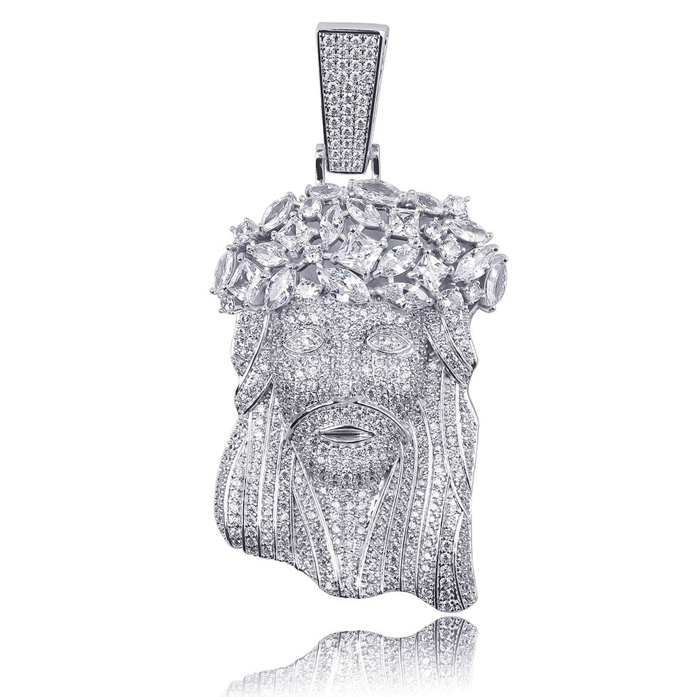 Premium Multi Stone Jesus Piece - (2 Color Options) / FREE Chain