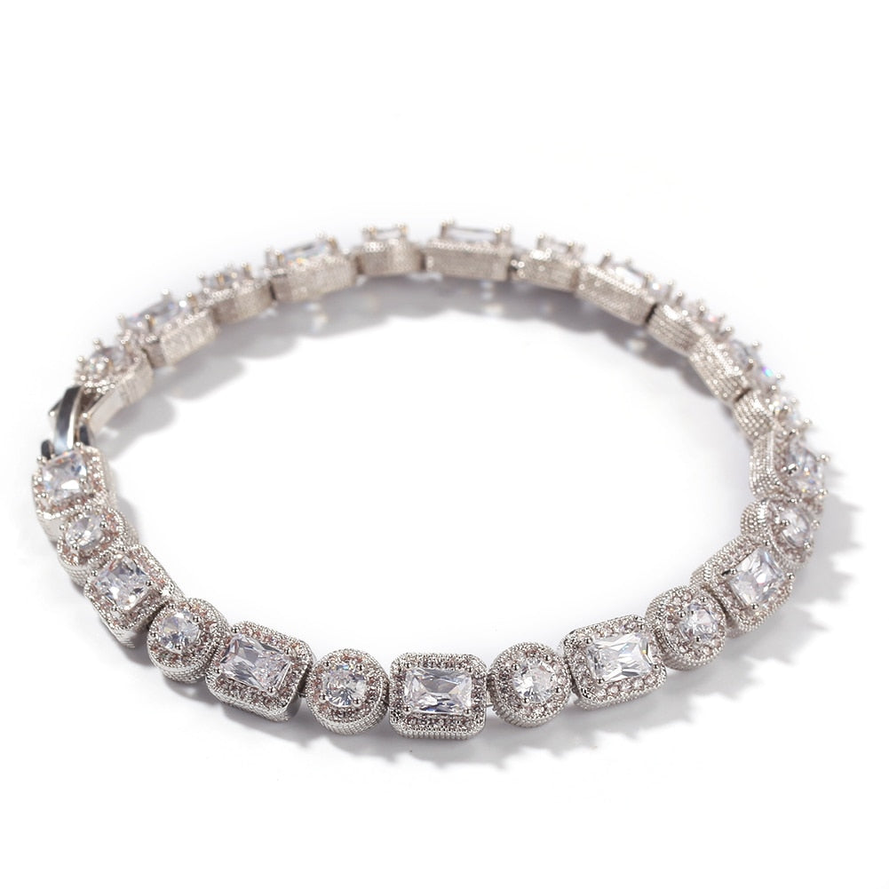 (10mm) Glacier - V2 Mix Round & Square Bracelet in Gold/White Gold