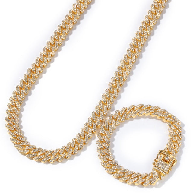 12MM S-Link Miami Cuban Necklace + FREE Bracelet bundle