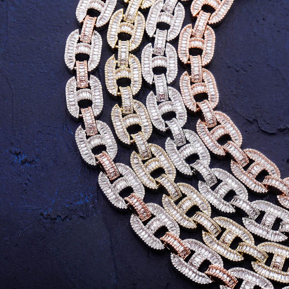 15mm Baguette Mariner Link Chain Necklace