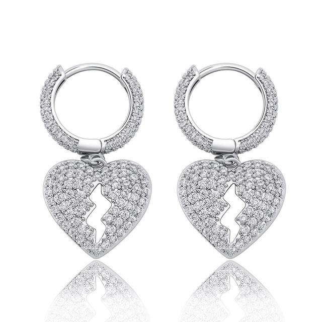 Iced Out Heart Earrings - Gold/White Gold/Rose Gold