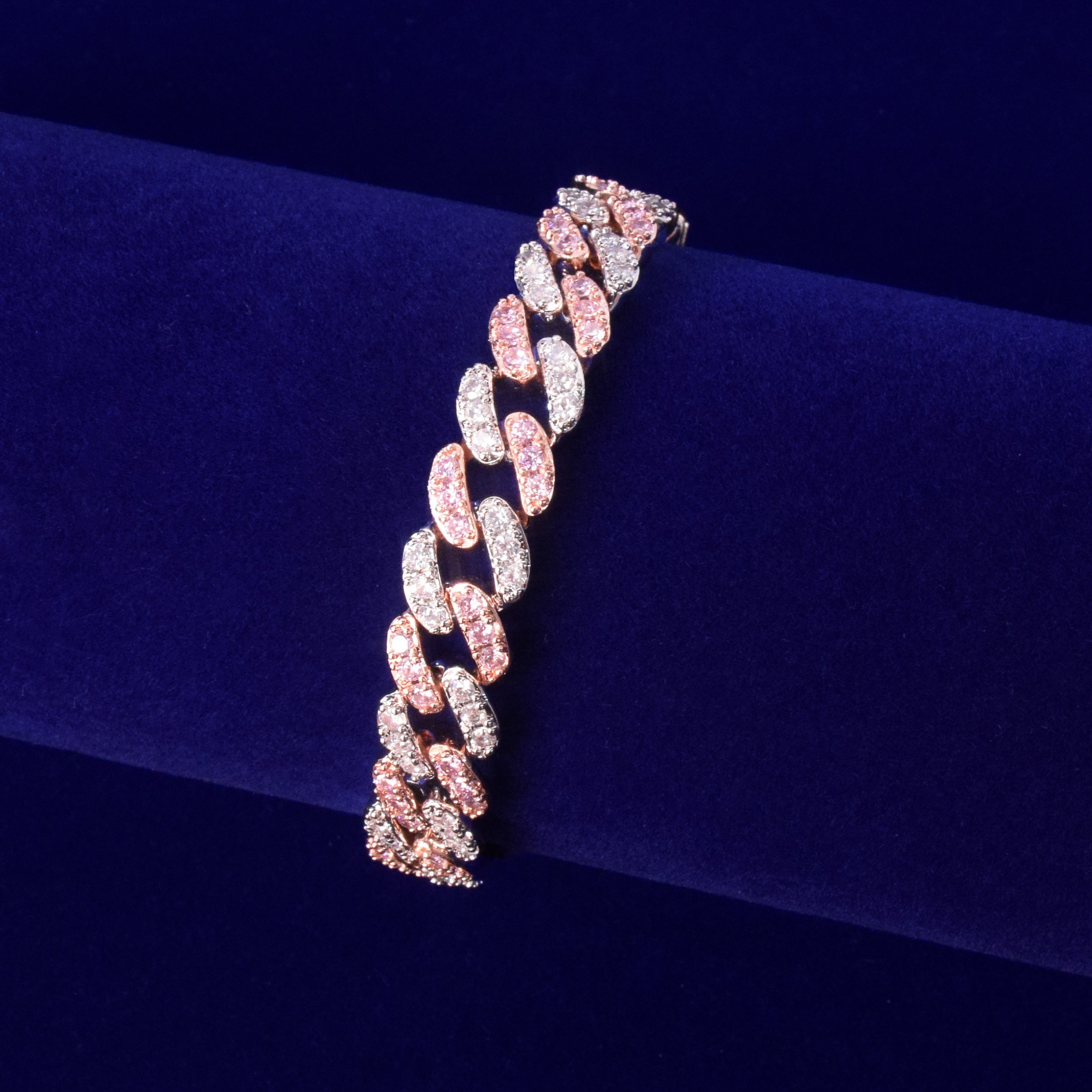 10mm Two-Tone Baguette - Rose Gold Cuban Bracelet