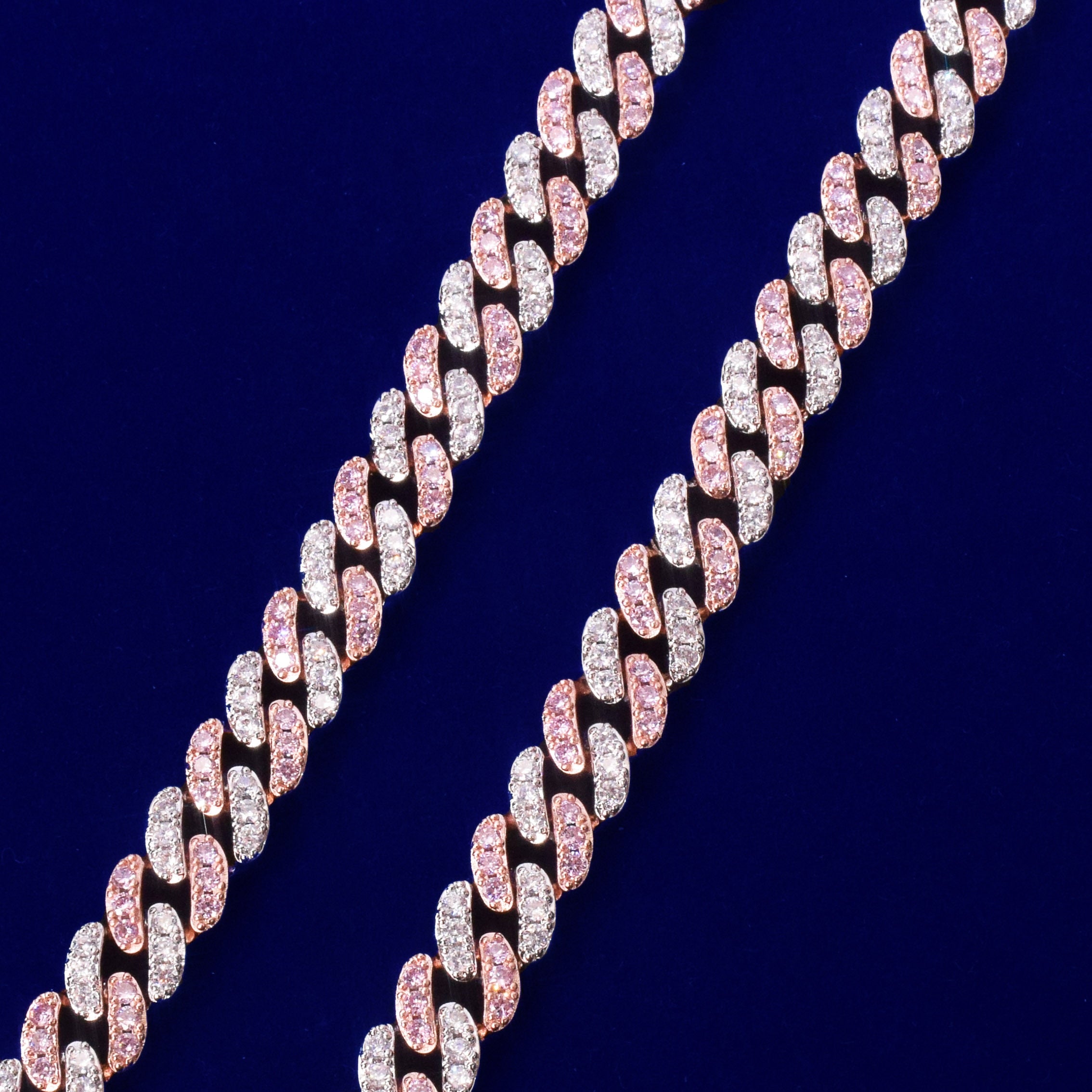 10mm Two-Tone Baguette - Rose Gold Cuban Bracelet