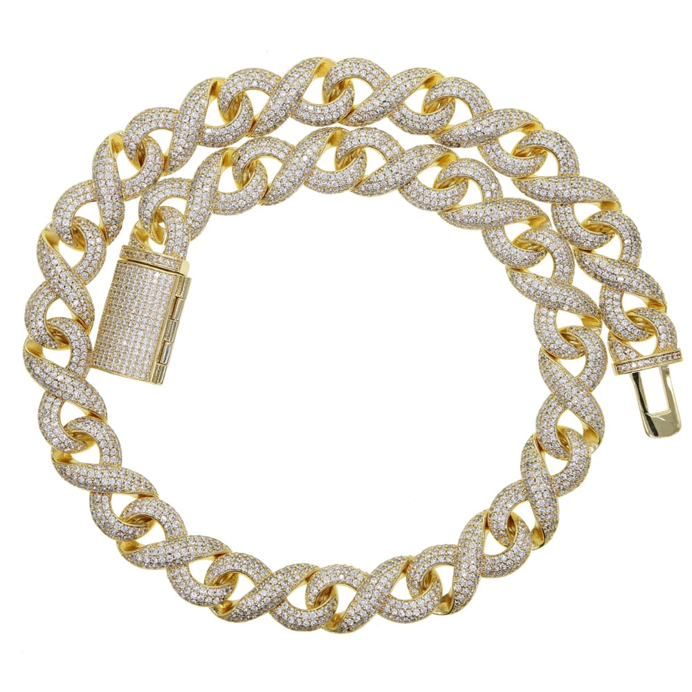 15MM INFINITY CUBAN LINK CHAIN IN GOLD / WHITE GOLD
