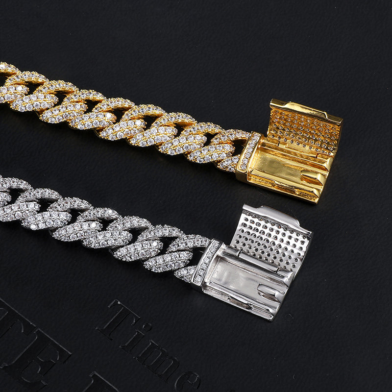 10MM CUBAN LINK BRACELET IN GOLD/WHITE GOLD