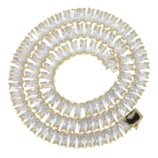 Baguette Tennis Chain Neckace in Gold/White Gold