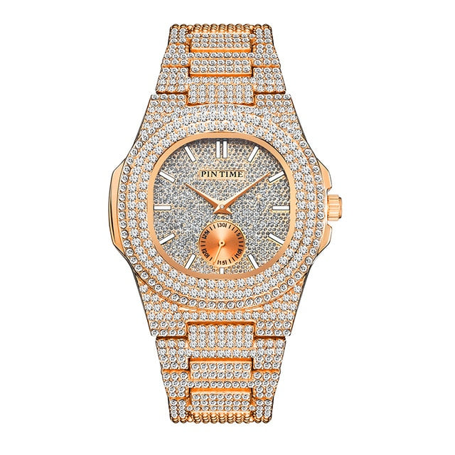 PP ICED OUT DIAMOND WATCH BUST DOWN CZ (4 color options)