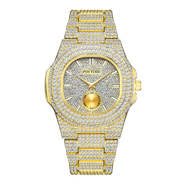 PP ICED OUT DIAMOND WATCH BUST DOWN CZ (4 color options)