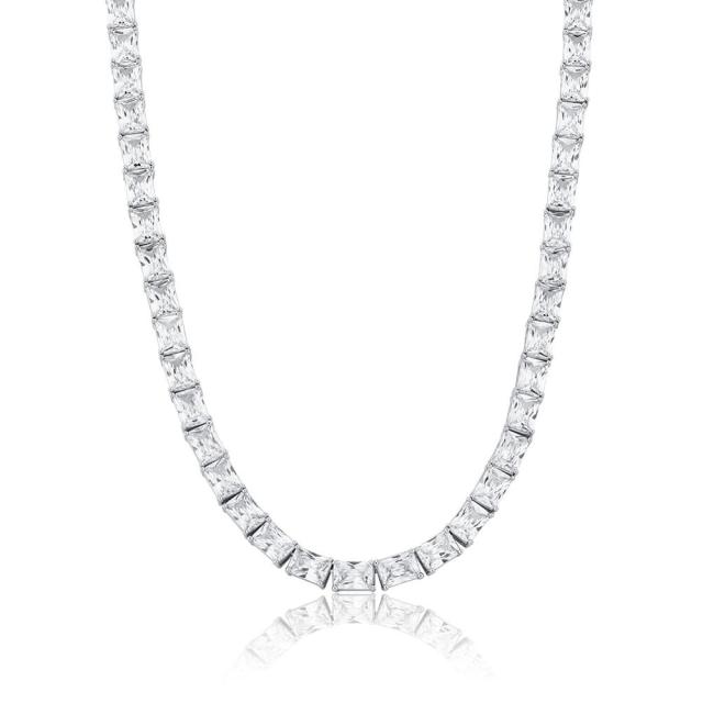 6mm Baguette Tennis Chain Necklace in Gold/White Gold