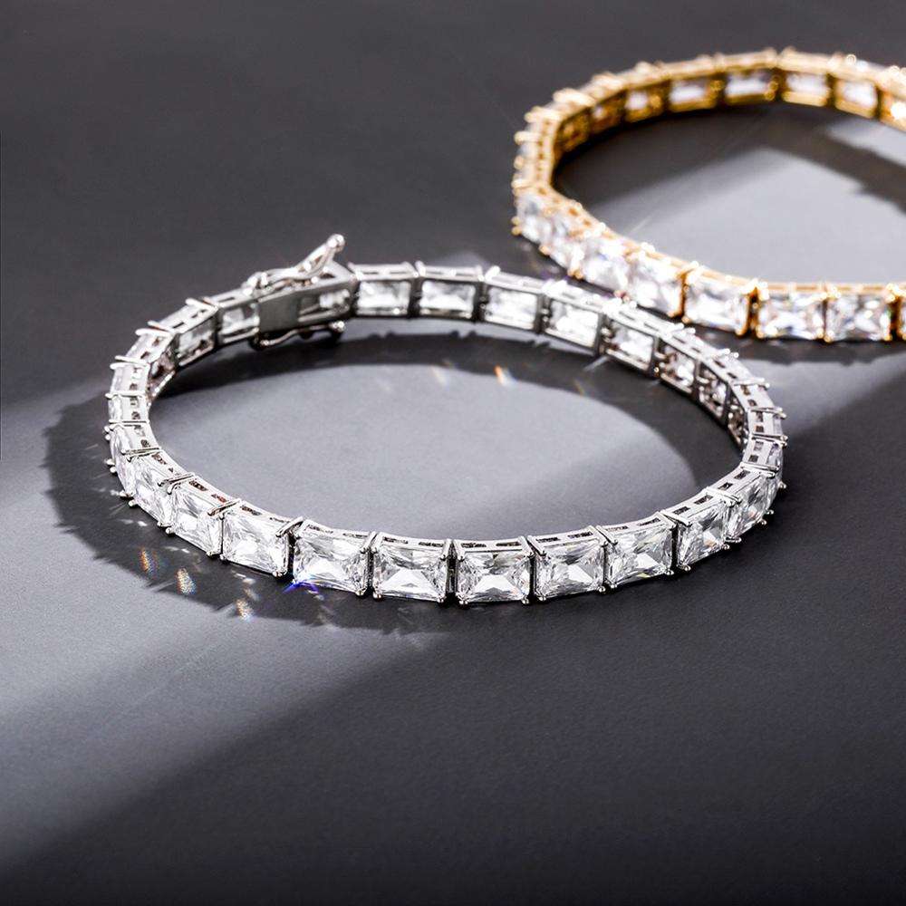 6mm Baguette Tennis Chain Bracelet in Gold/White Gold