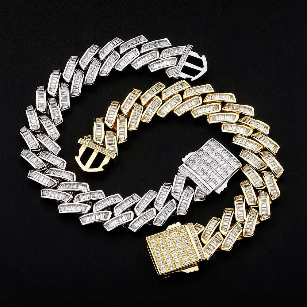 18mm Baguette Prong Cuban Link Bracelet