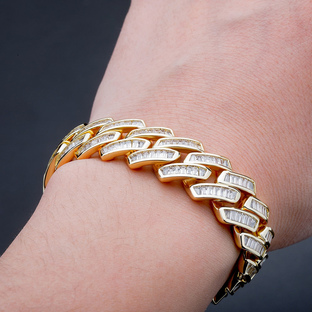 18mm Baguette Prong Cuban Link Bracelet