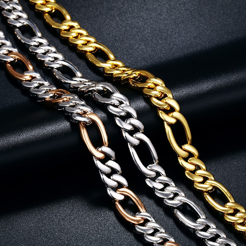 10mm Iced Out Figaro Link Necklace Gold/White Gold