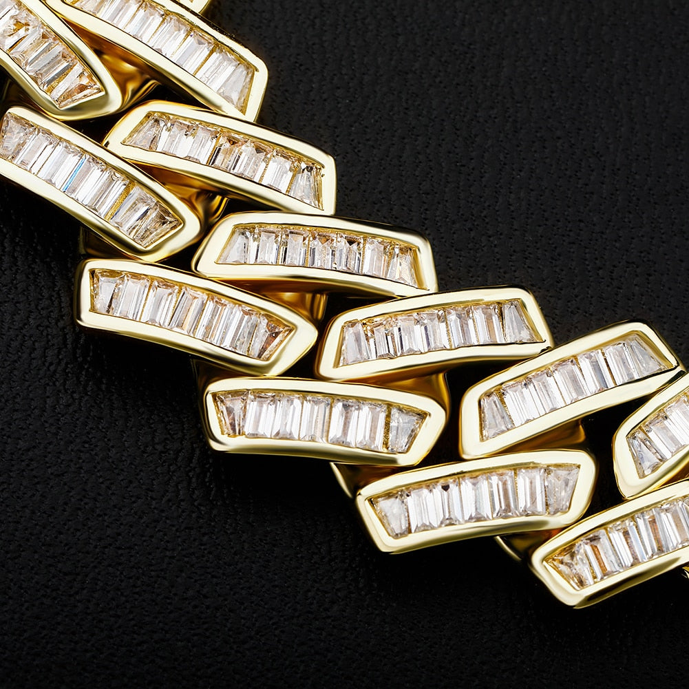 18mm Baguette Prong Cuban Link Necklace