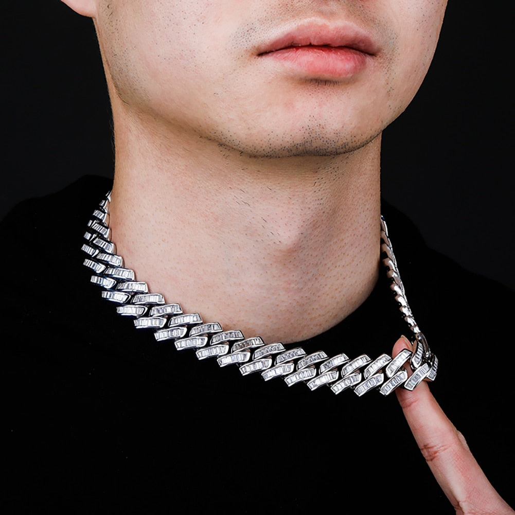 18mm Baguette Prong Cuban Link Necklace