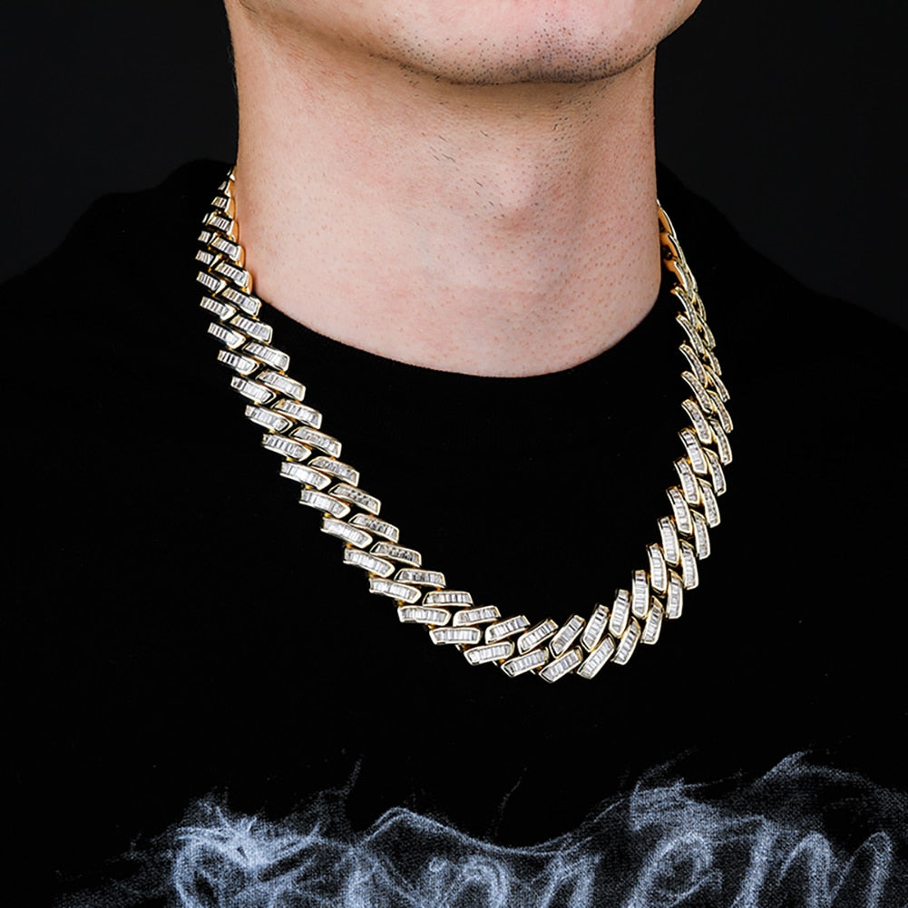 18mm Baguette Prong Cuban Link Necklace