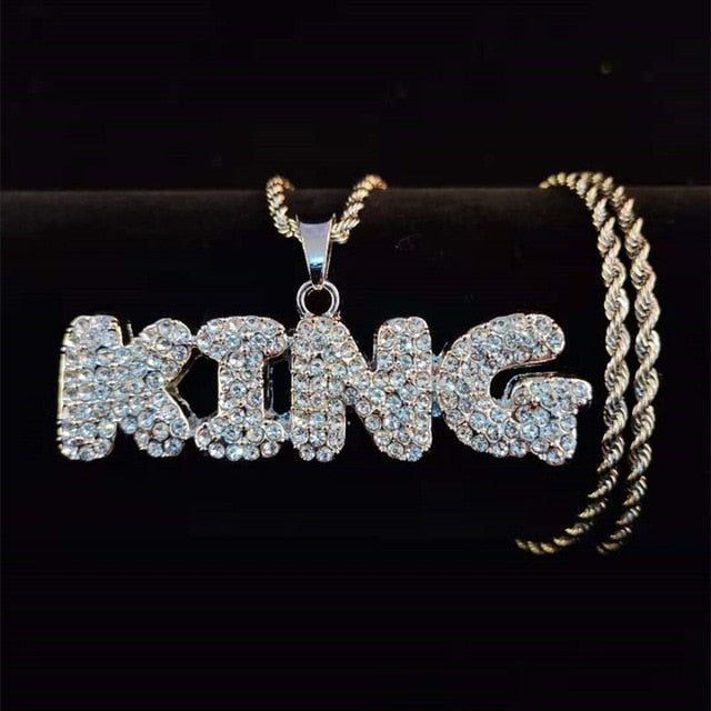 Hip Hop KING Pendant Necklace Set