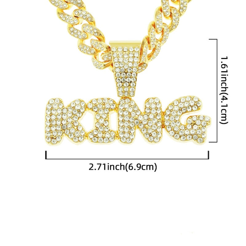 Hip Hop KING Pendant Necklace Set