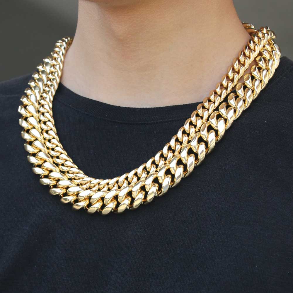 Miami Cuban Link Chain Necklace in Yellow Gold
