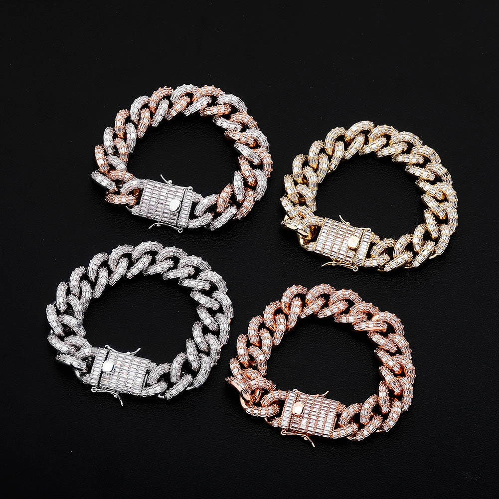 16mm Miami Baguette Cuban Chain Bracelet