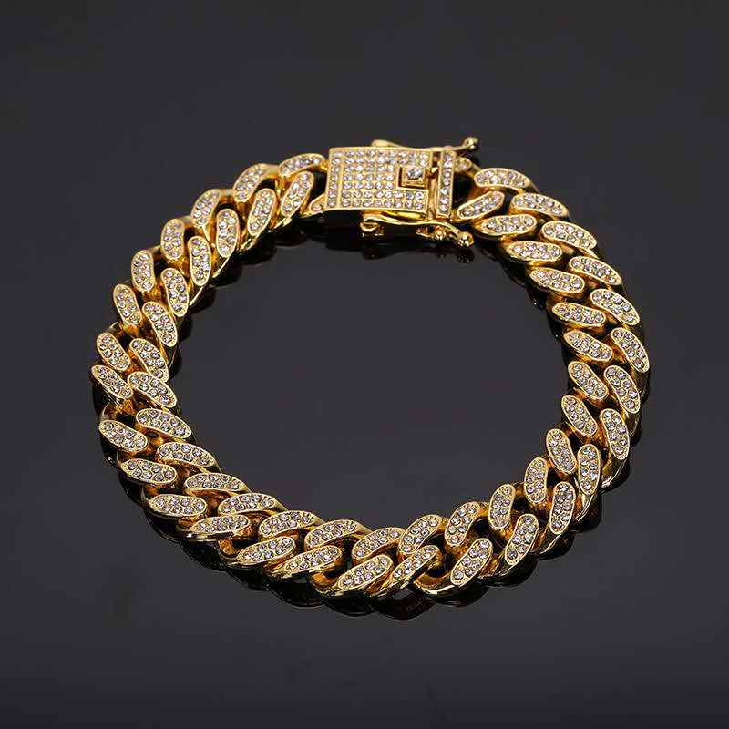 GOLD/SILVER 20MM ICED CUBAN LINK CHAIN NECKLACE/BRACELET + FREE WATCH BUNDLE