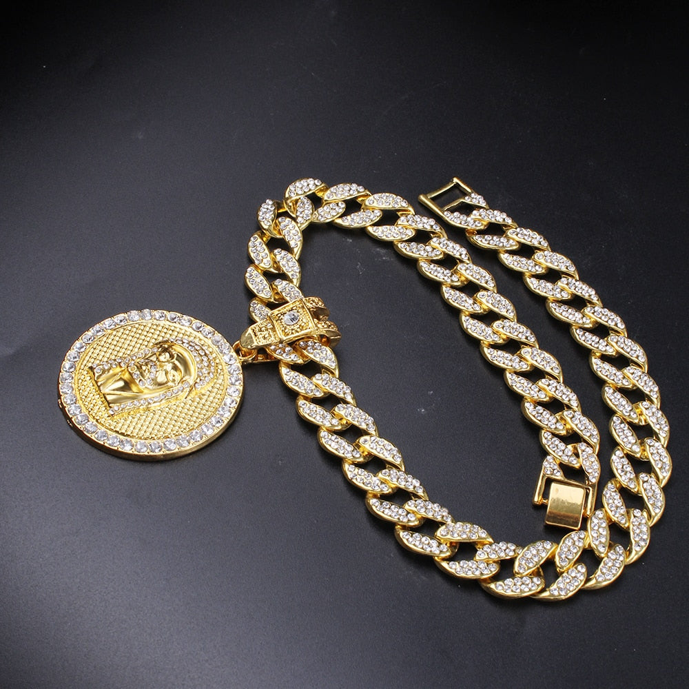 Fully Iced Out Miami Curb Cuban Chain Combo Set and Jesus Pendant