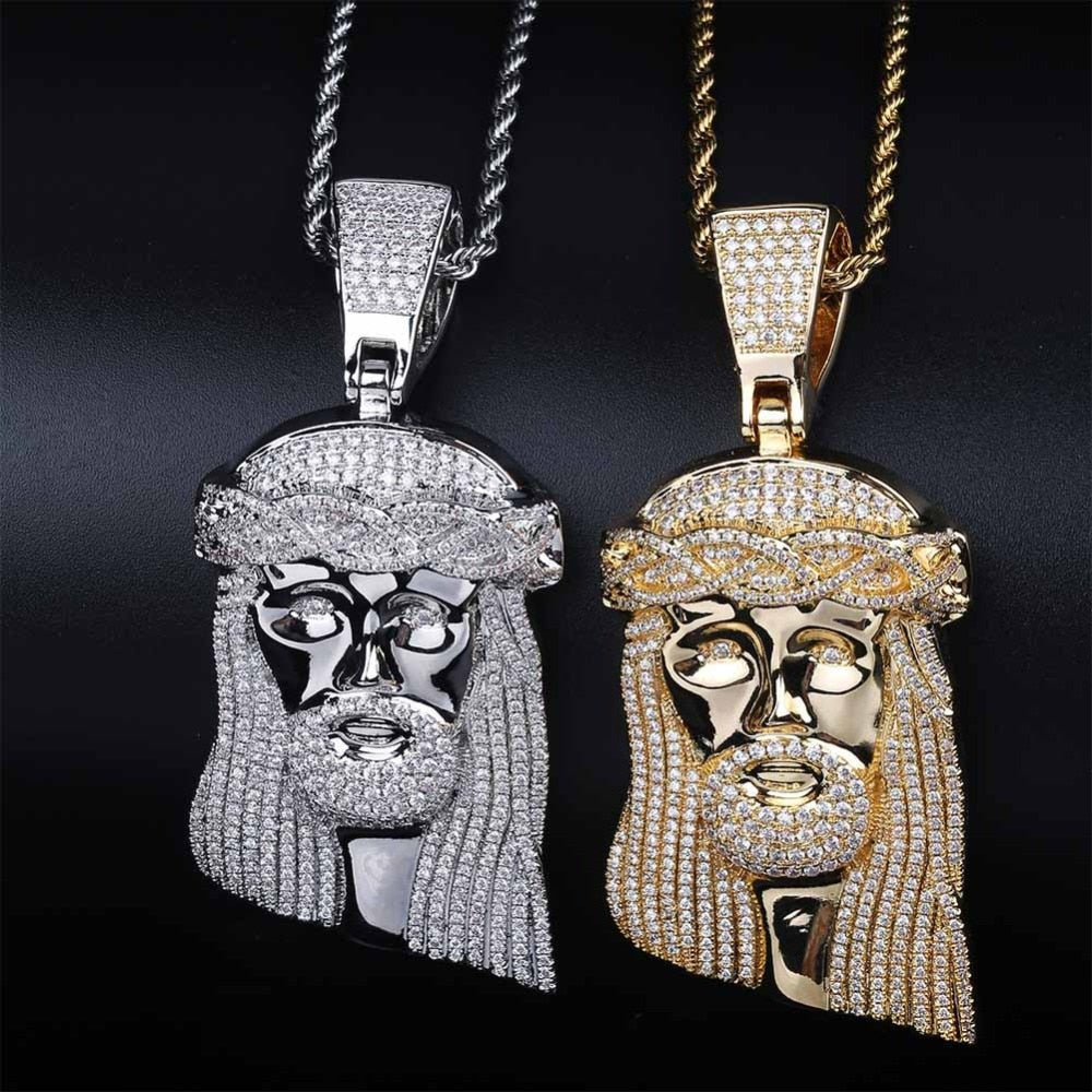 New Premium Iced Jesus Piece - (2 Color Options) / FREE Chain