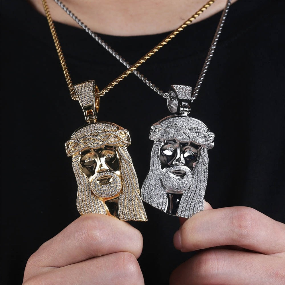 New Premium Iced Jesus Piece - (2 Color Options) / FREE Chain