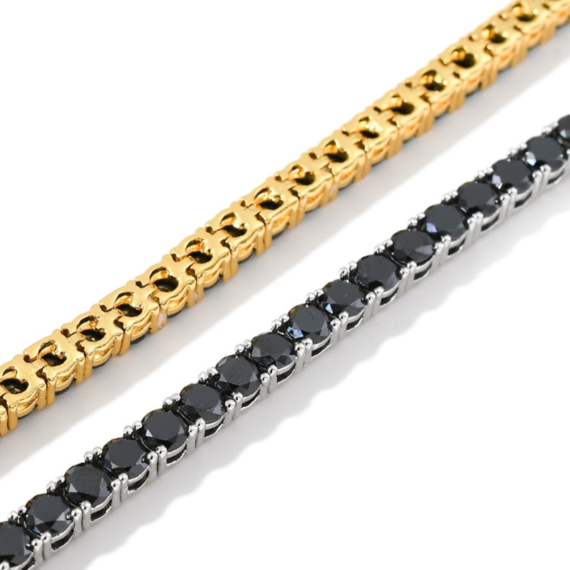 4MM - SINGLE ROW ONYX TENNIS BRACELET BLACK STONES