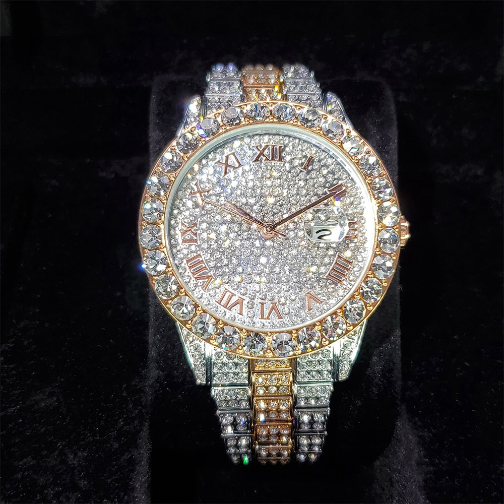Icey arabic iced out watch - 2 Tone Rose Gold