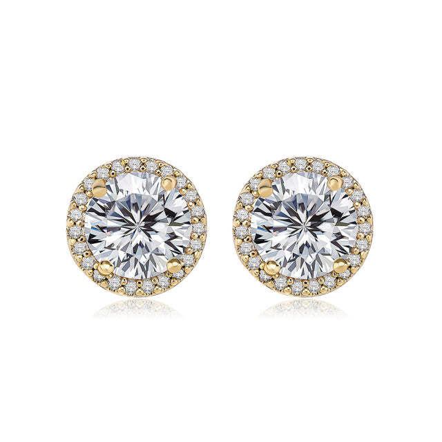Iced Clustered Diamond Earrings - Gold/White Gold